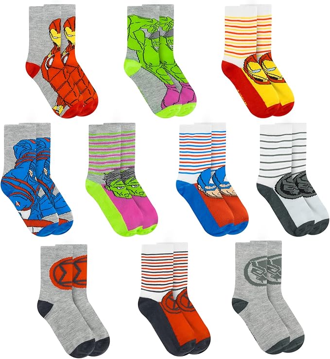 Marvel Legends Superhero Boys Socks, Toddler Socks & Kids Socks, Quality Made Little Boys Socks & Toddler Boys Avenger Socks