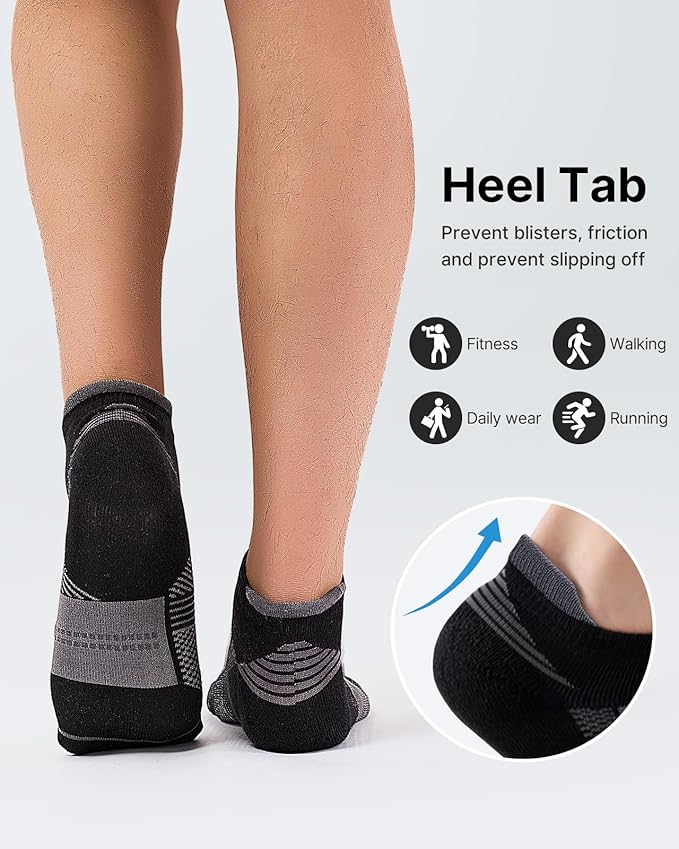 Mens Low Cut Ankle Socks, Moisture Wicking Cotton Casual Short Socks, Breathable ＆ Comfy, 6 Pairs