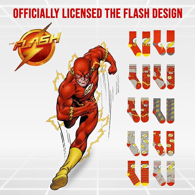 DC Comics Boys Socks - 10-Pack Toddler Socks with Batman, Superman, Wonder Woman & Flash