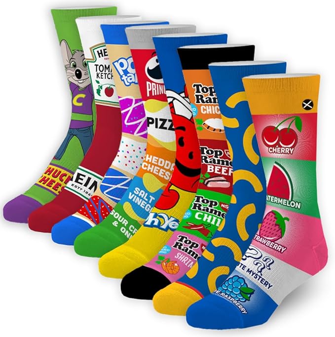 Odd Sox – Big Kids 8-Pack Novelty Themed Crew Socks Bundle-Shoe Sizes 3–5 –Soft, Comfortable, Great Durable Gift for Kids