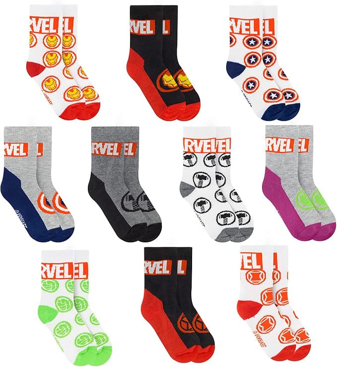 Marvel Legends Superhero Boys Socks, Toddler Socks & Kids Socks, Quality Made Little Boys Socks & Toddler Boys Avenger Socks