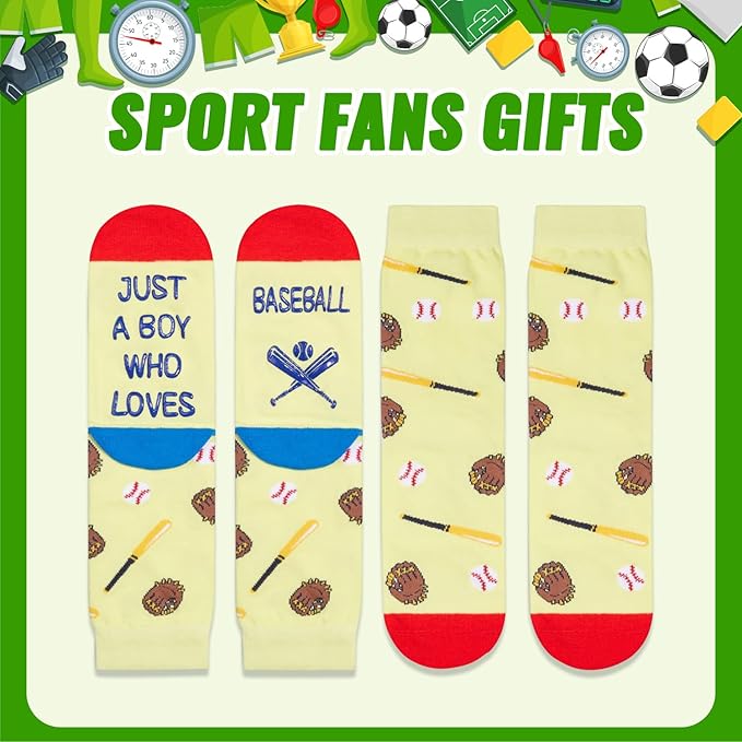 HAPPYPOP Sports Gifts for Kids - Boys Basketball Tennis Hockey Baseball Soccer Socks