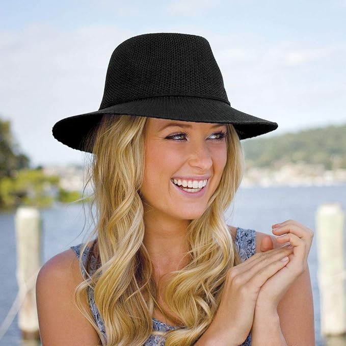 Wallaroo Hat Company Women’s Victoria Fedora – UPF 50+ UV Protection, Wide Brim, Medium Size, Packable & Adjustable Sun Hat