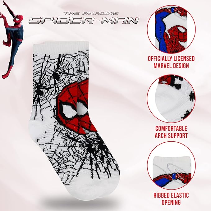 Marvel Spiderman Boys Socks - 10-Pack Decorative Toddler Socks with Amazing Legends Design