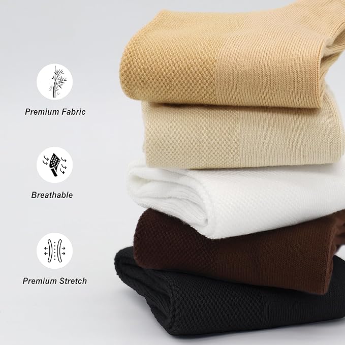 SERISIMPLE Women Thin Viscose Bamboo Above Ankle Sock Breathable Lightweight Classic Crew Casual Mesh Socks 5 Pairs