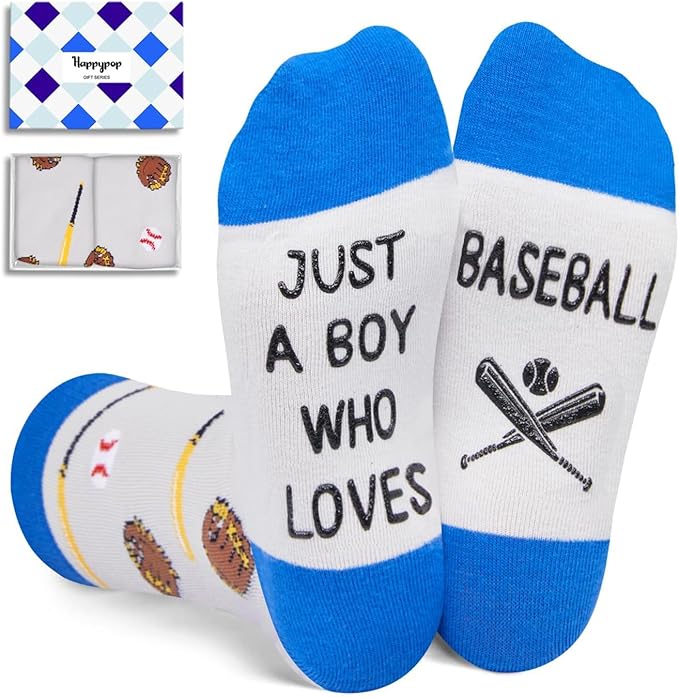 HAPPYPOP Birthday Gift for Boys - Soccer Basketball Baseball Hockey Socks for Kids