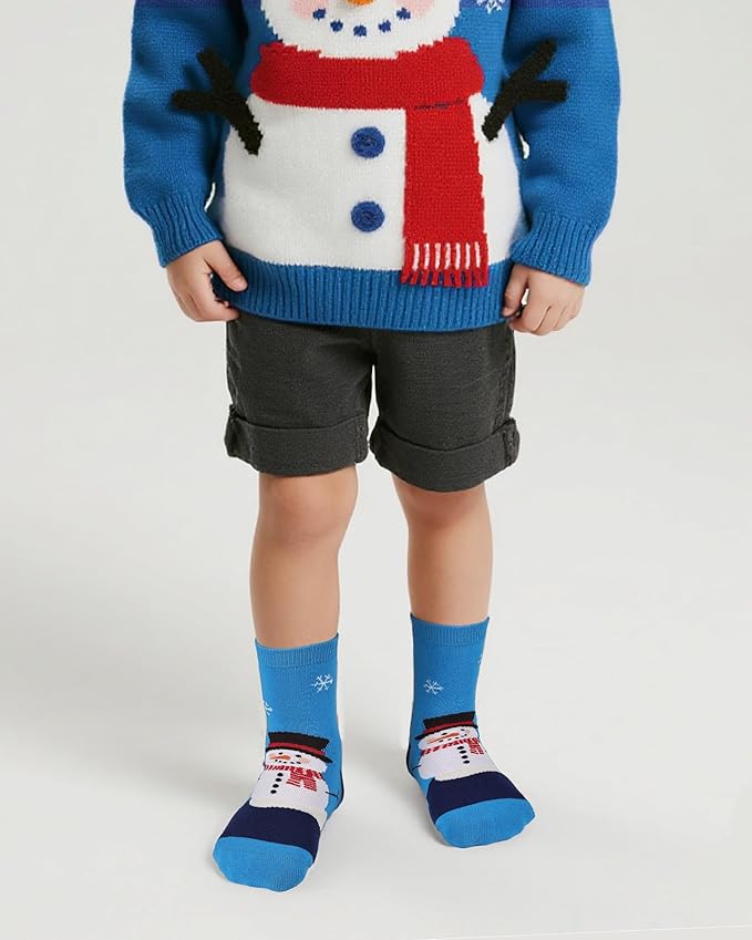 COTTON DAY Kids Boys Crew Dress Socks Bright Colorful Pattern Design Halloween Christmas Shark Camo