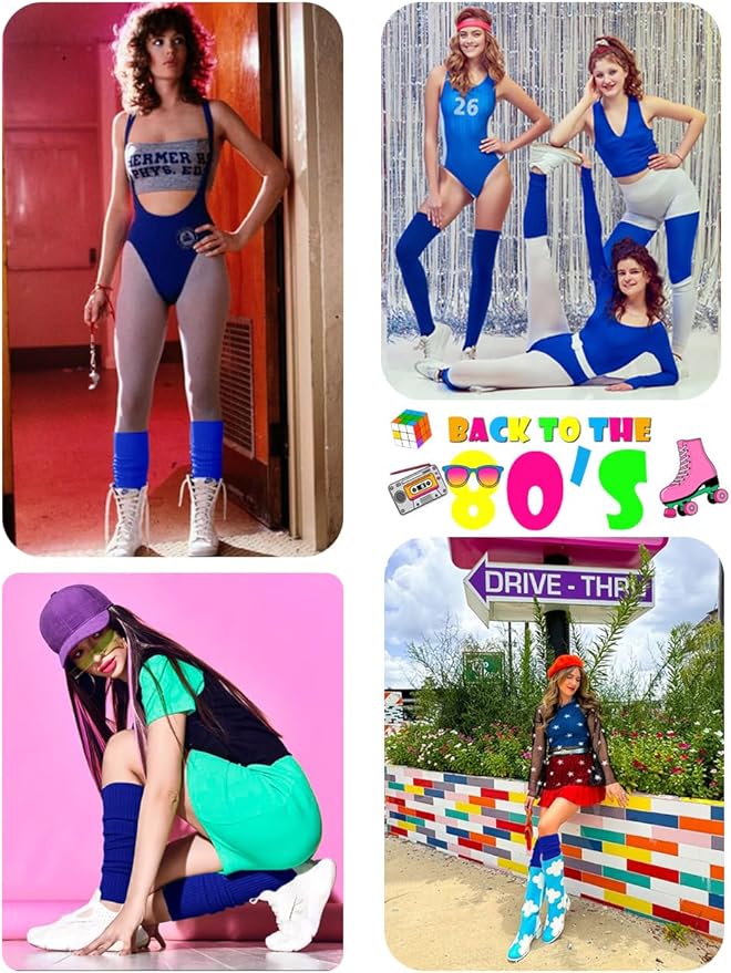 v28 Women Juniors Neon Ribbed Leg Warmers for 80s Eighty's Party Sports Yoga