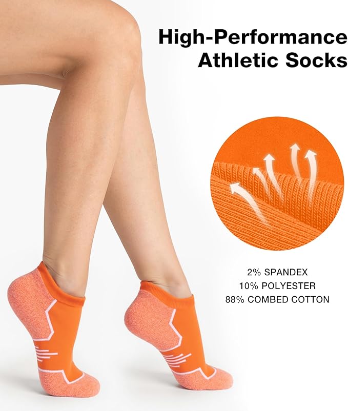 Women's Black Ankle Socks 8 Pack - Cushioned Cotton Everyday Socks for Gym, Travel