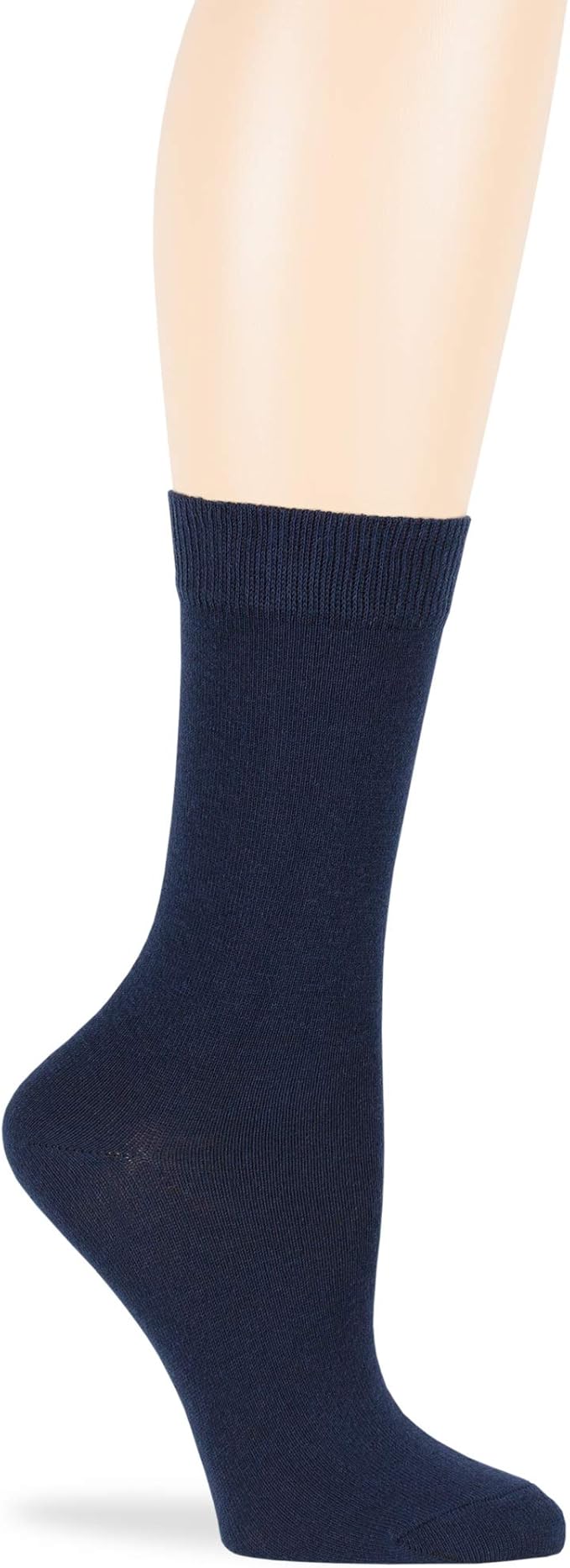 7BigStars Women's Cotton Dress Socks - 4 Pack L/M - Solid Assorted Crew Calf Black Brown Blue Grey Beige Khaki Olive Green