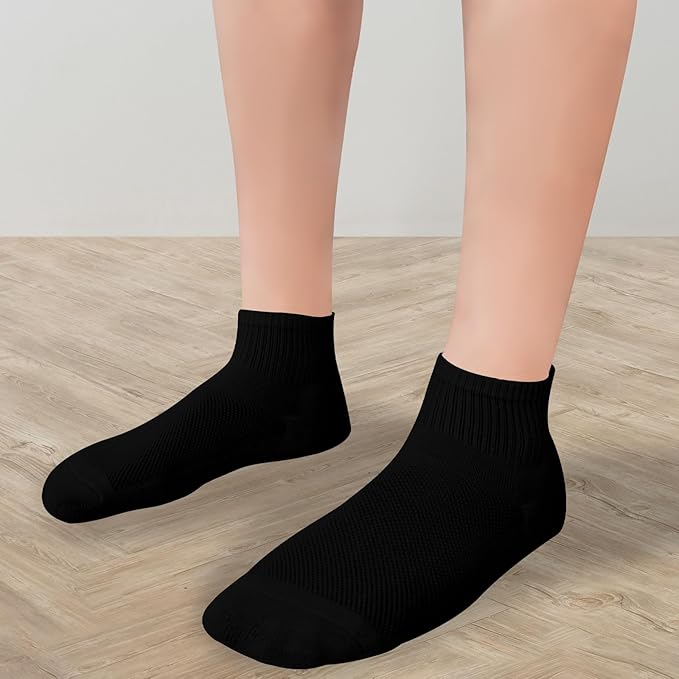 +MD 6 Pairs Ankle Socks for Women and Men, Bamboo Viscose Smell Control Cushioned Sole Casual Low Cut Socks