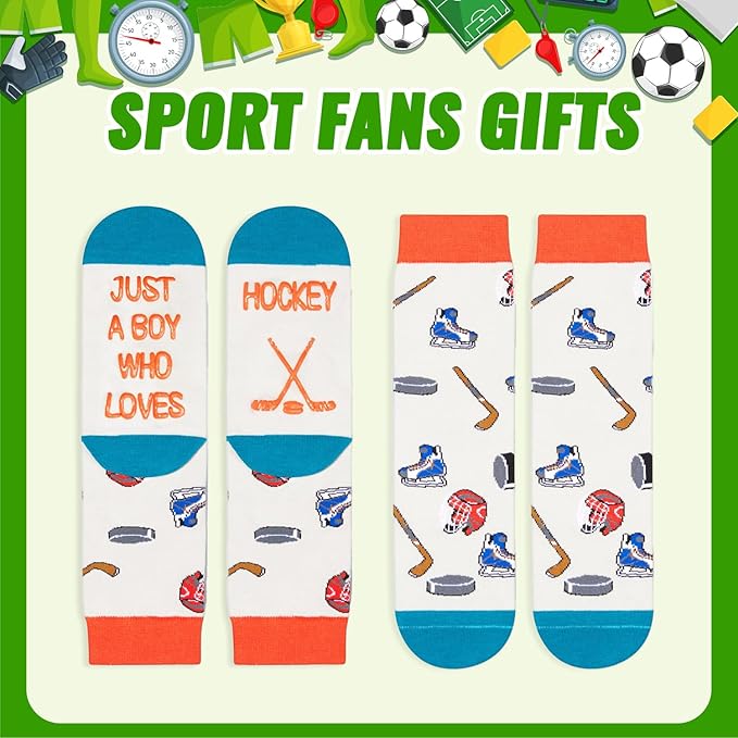 HAPPYPOP Sports Gifts for Kids - Boys Basketball Tennis Hockey Baseball Soccer Socks