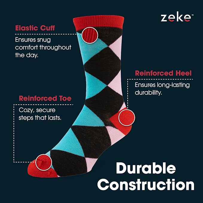 ZEKE Crazy Socks for Kids - Boys Funky Dress Socks - Funny Cool Silly Fun Socks - Wacky Novelty Gift