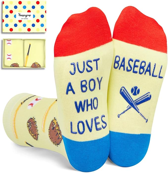 HAPPYPOP Sports Gifts for Kids - Boys Basketball Tennis Hockey Baseball Soccer Socks