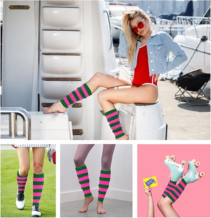 v28 Women Juniors Neon Ribbed Leg Warmers for 80s Eighty's Party Sports Yoga