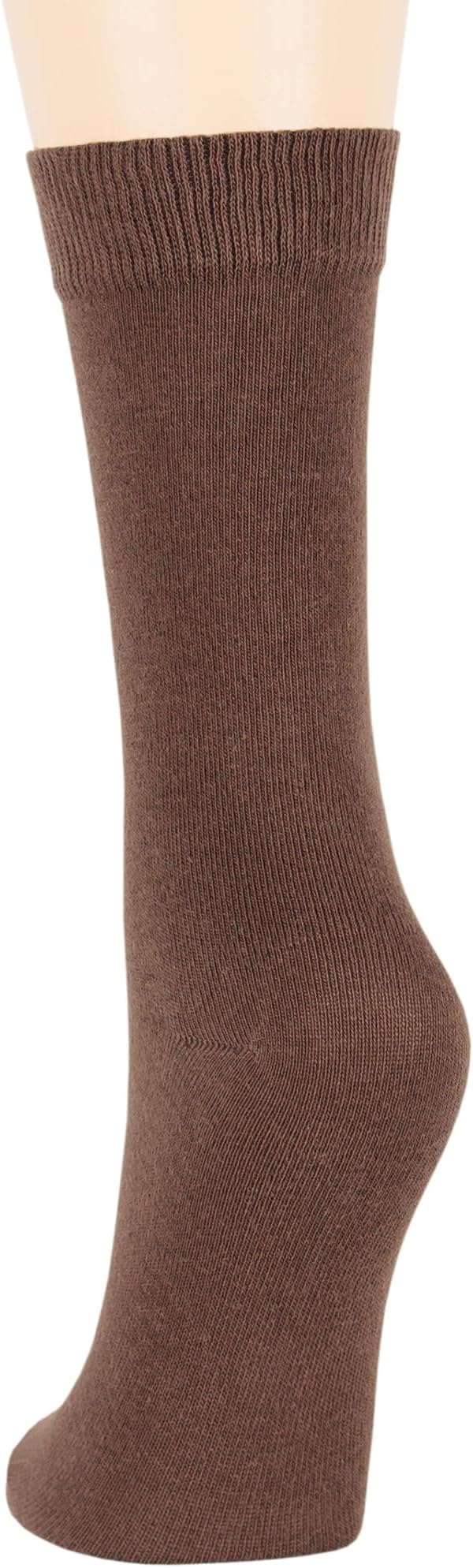 7BigStars Women's Cotton Dress Socks - 4 Pack L/M - Solid Assorted Crew Calf Black Brown Blue Grey Beige Khaki Olive Green