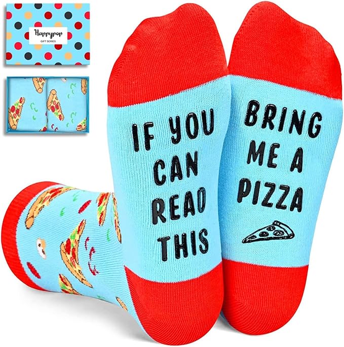 HAPPYPOP Funny Pizza Socks Pizza Gifts - Fun Kids Silly Crazy Novelty Socks, Boys Girls Valentine Birthday Gifts