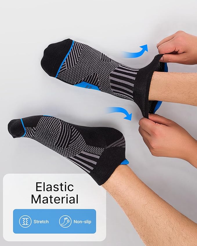 Mens Low Cut Ankle Socks, Moisture Wicking Cotton Casual Short Socks, Breathable ＆ Comfy, 6 Pairs