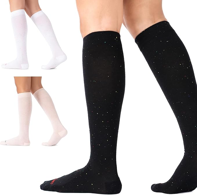 Comrad Recycled Cotton Knee High Socks - 15-20mmHg Graduated Compression Socks - Soft & Breathable Support Socks, Unisex