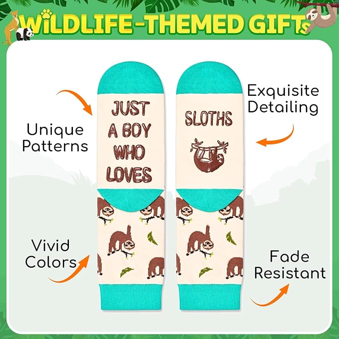 HAPPYPOP Funny Socks for Kids Boys - Sloth Monkey Gifts for 7-9 Years Old, Novelty Cute Corgi Socks