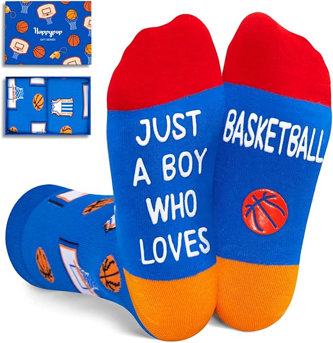 HAPPYPOP Sports Gifts for Kids - Boys Basketball Tennis Hockey Baseball Soccer Socks