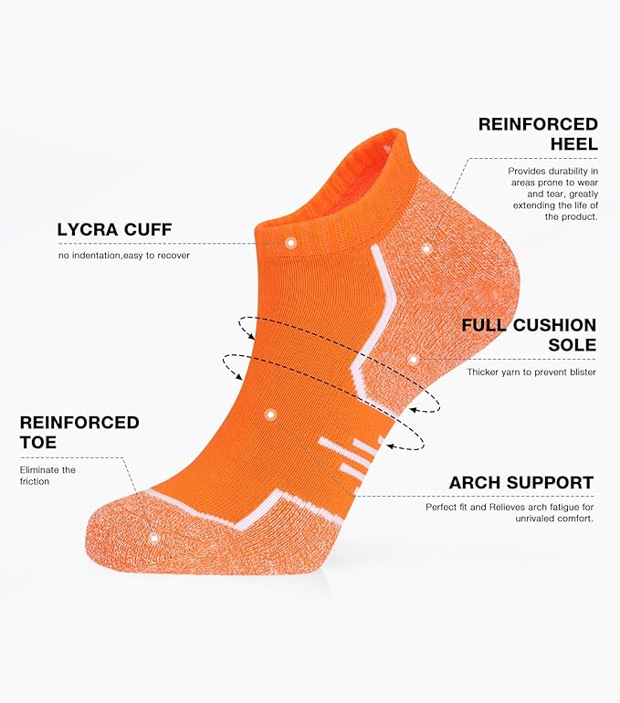 Women's Black Ankle Socks 8 Pack - Cushioned Cotton Everyday Socks for Gym, Travel