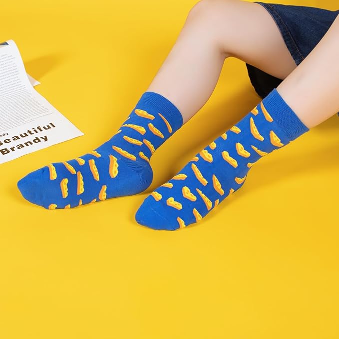 BONANGEL Boys Socks 5-8 Years Old, Fun Novelty Animal Food Space Crazy Funny Cute Kids Socks 8-10 10-12 Years 5 Pairs
