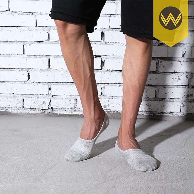 WANDER No Show Socks Mens 7/8 Pair Cotton Thin Non Slip Low Cut Men Invisible Sock 6-8/9-11/12-14