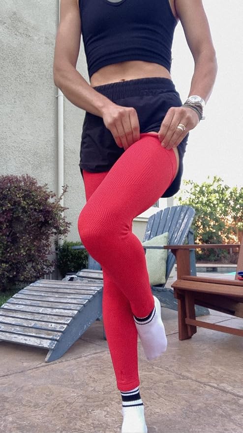 Incrediwear Leg Sleeve 2pk – Full Length Long Leg Sleeve for Leg Pain Relief & Muscle Recovery, Helps Reduce Swelling & Inflammation, Promotes Circulation, Leg Sleeves for Men & Women (Red, Medium)