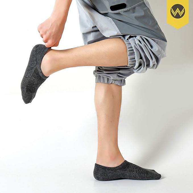 WANDER No Show Socks Mens 7/8 Pair Cotton Thin Non Slip Low Cut Men Invisible Sock 6-8/9-11/12-14