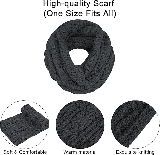 URATOT Winter Warm Knitted Sets Beanie Pompom Hat Scarves Winter Touchscreen Gloves Scarf Set for Men Women