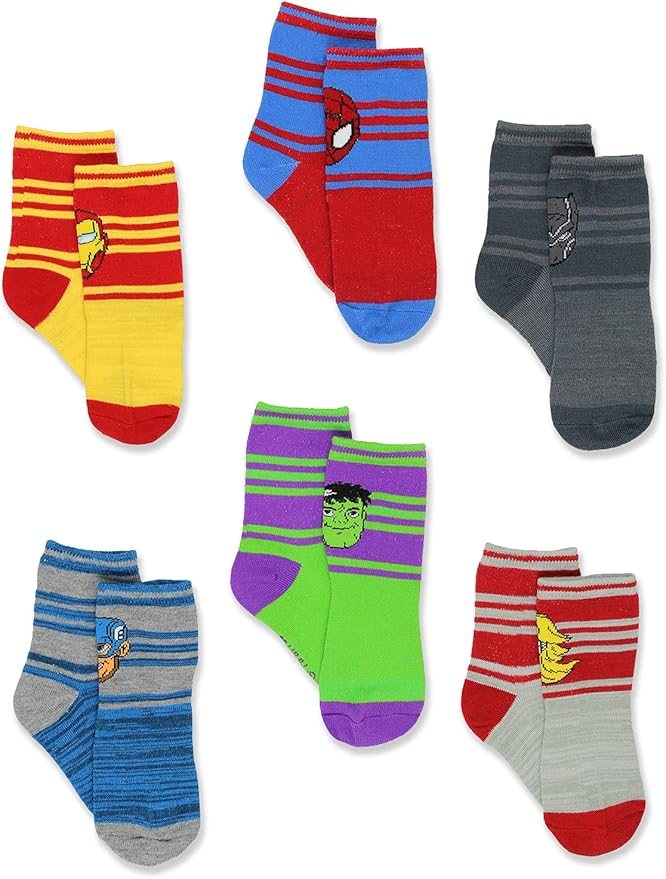 Super Hero Adventures Spider-Man Boys Toddler 6 pack Crew Socks