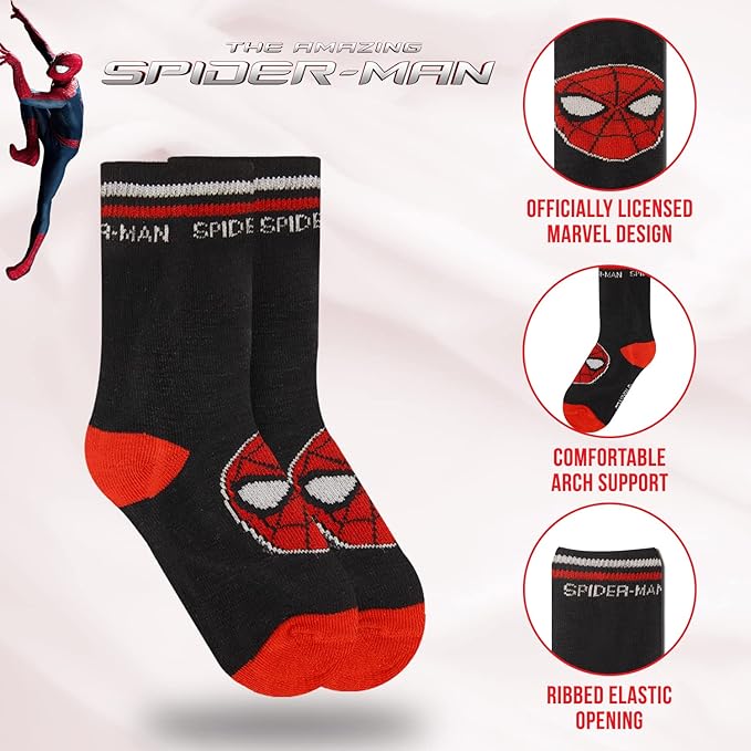 Marvel Spiderman Boys Socks - 10-Pack Decorative Toddler Socks with Amazing Legends Design