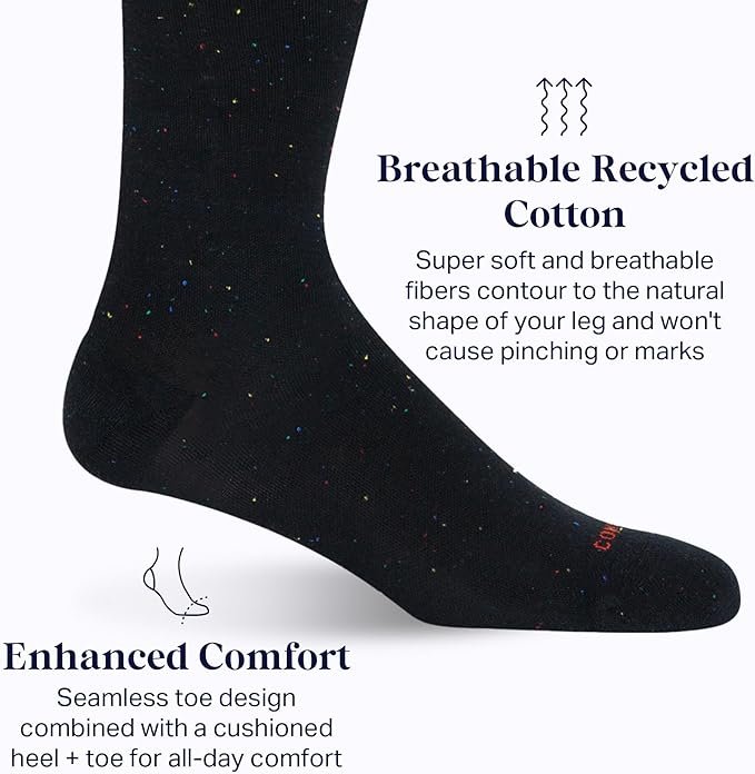 Comrad Recycled Cotton Knee High Socks - 15-20mmHg Graduated Compression Socks - Soft & Breathable Support Socks, Unisex
