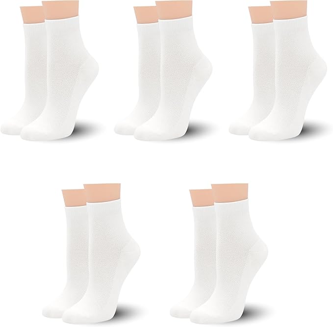 SERISIMPLE Women Thin Viscose Bamboo Above Ankle Sock Breathable Lightweight Classic Crew Casual Mesh Socks 5 Pairs
