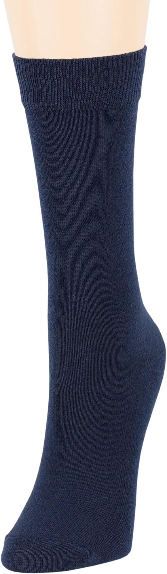 7BigStars Women's Cotton Dress Socks - 4 Pack L/M - Solid Assorted Crew Calf Black Brown Blue Grey Beige Khaki Olive Green