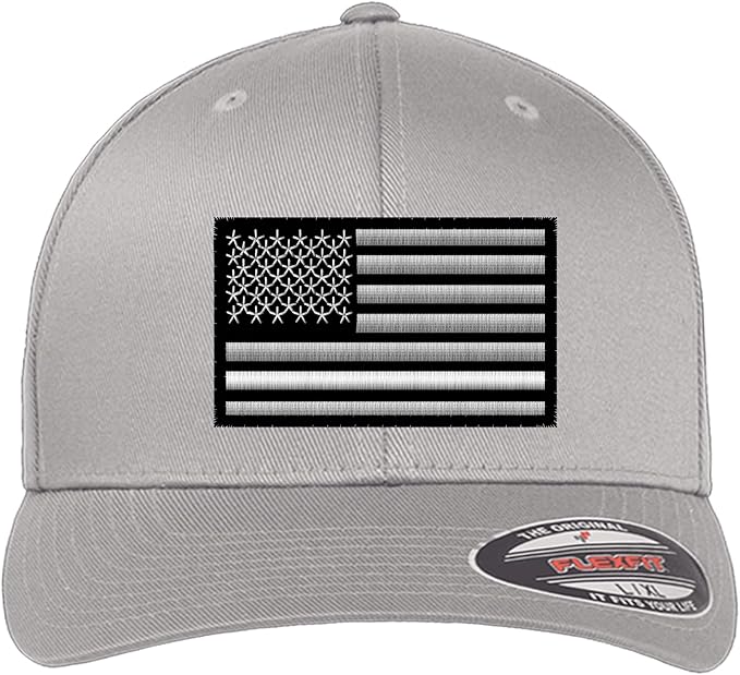 G&B American Flag Baseball Cap, 6277 Flex Fitted, Blackout Design, Patriotic US Flag Hat for Men and Women