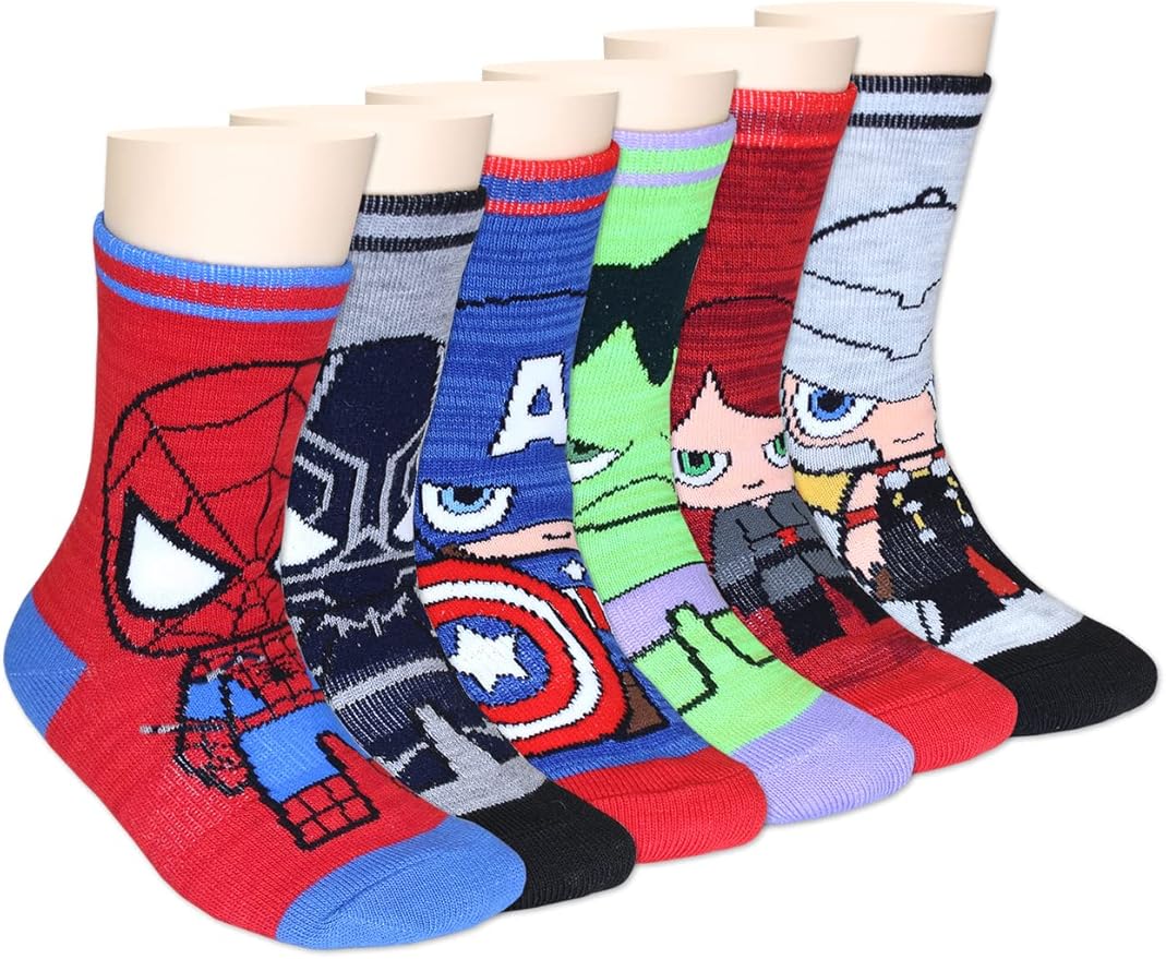 Super Hero Adventures Spider-Man Boys Toddler 6 pack Crew Socks