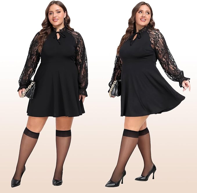 MANZI 10 Pairs Plus Size Knee High Stockings for Women 15D Sheer Nylons Socks with Wide Calf