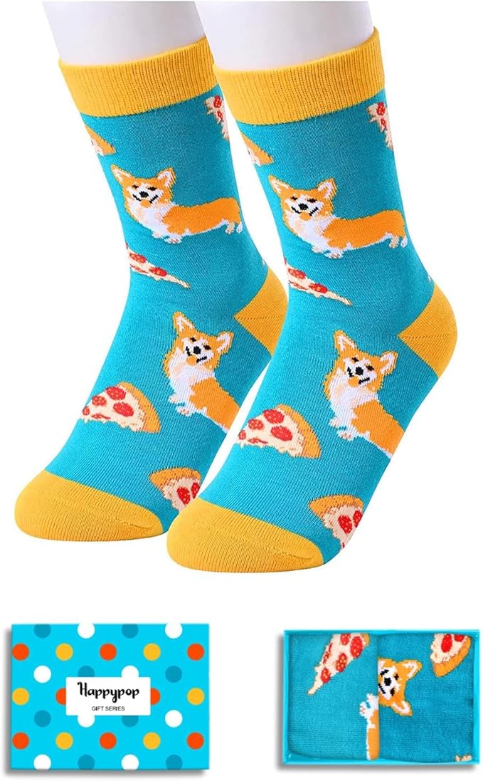 HAPPYPOP Animal Lover Gifts for Boys Girls - Funny Socks for Kids, Silly Shark Socks 4-12 Years