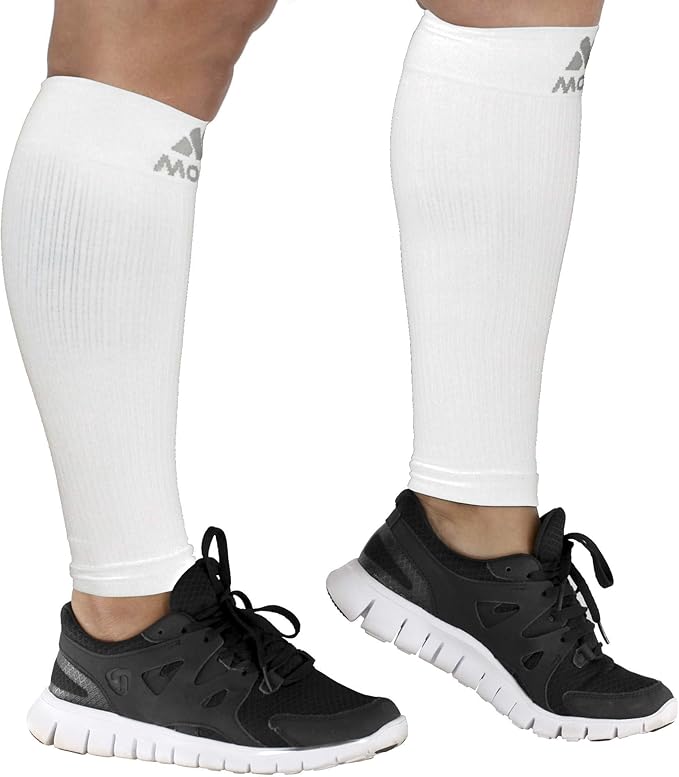 Mojo Compression Socks Footless for Women and Men 20-30mmHg - Extra Wide Plus Size Calf Sleeve - A604