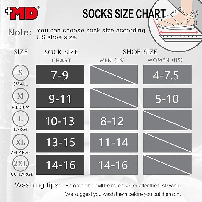+MD 6 Pairs Ankle Socks for Women and Men, Bamboo Viscose Smell Control Cushioned Sole Casual Low Cut Socks