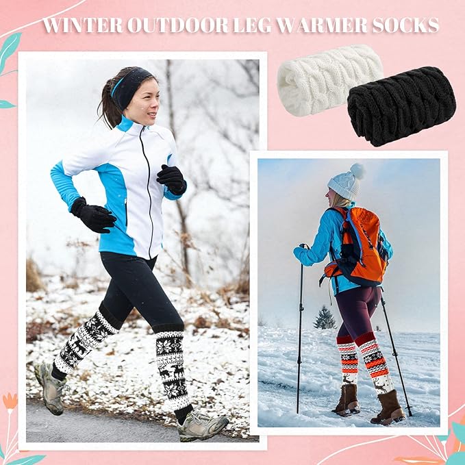 SATINIOR 4 Pairs Cable Knit Leg Warmers Women Winter Knitted Crochet Knee Boot Stockings Cuffs Long Legging Socks