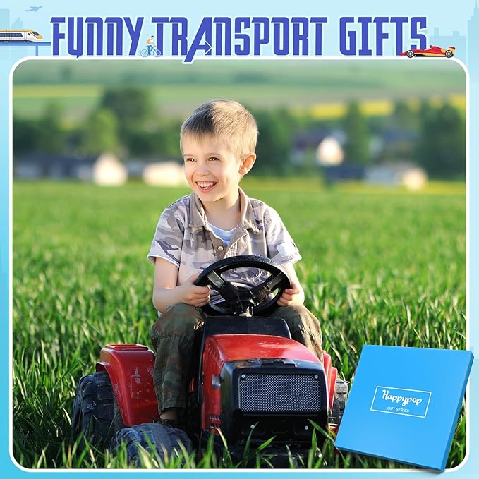 HAPPYPOP Train Tractor Gifts For Boys - Funny Railroad Tractor Socks For Kids 7-12 Years Old