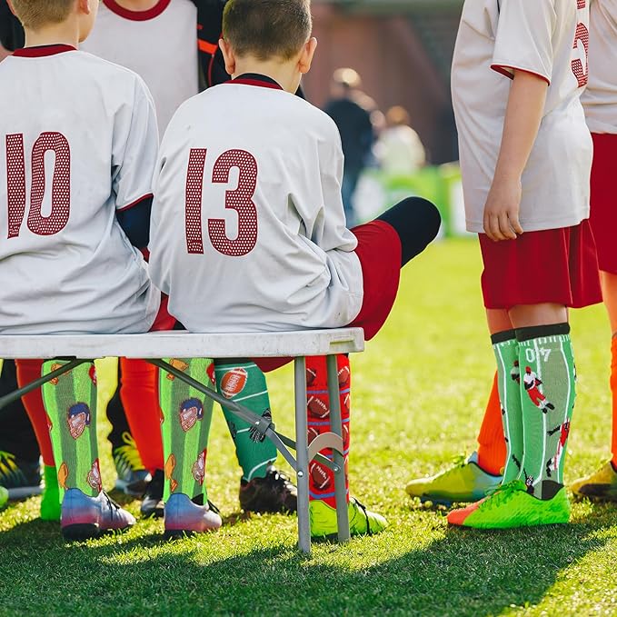 Vabean 12 Pairs Football Socks Youth Teens Adults Novelty Sports Crew Socks Football Basketball Gifts Sock Gifts for Boys and Girls Teens Men Women Sports Christmas