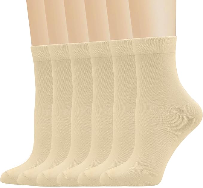 Women Thin Socks Rayon Bamboo Ankle Silky Quarter Anti Odor Casual Summer Socks 6 Pairs