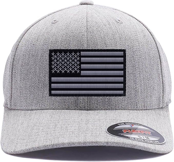 G&B American Flag Baseball Cap, 6277 Flex Fitted, Blackout Design, Patriotic US Flag Hat for Men and Women