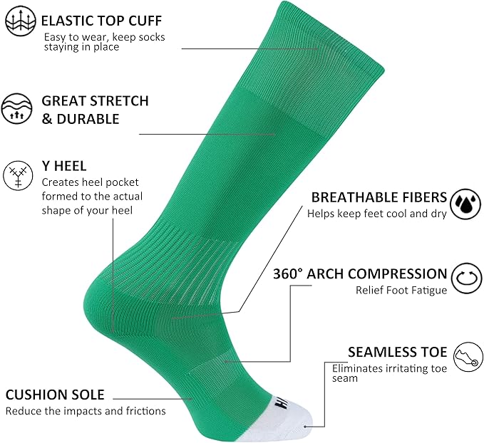 Soccer Baseball Softball Socks, Unisex Youth Solid Knee High Football Volleyball Compression Socks