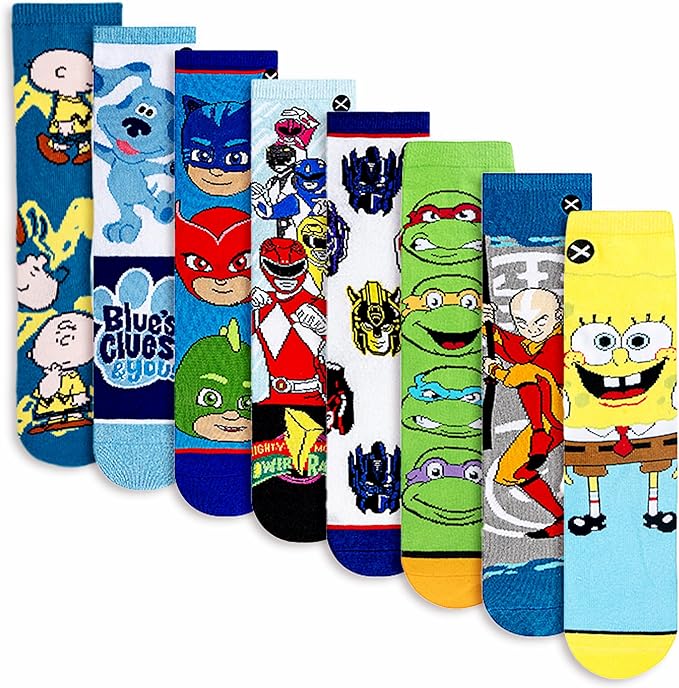 Odd Sox – Big Kids 8-Pack Novelty Themed Crew Socks Bundle-Shoe Sizes 3–5 –Soft, Comfortable, Great Durable Gift for Kids