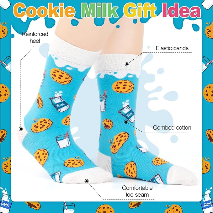 6 Pack Boys Girls Novelty Crew Socks + Gift Box, Funny Colorful Presents for 2-18 Years Old Kids Teens